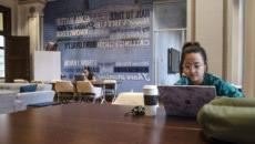 Girls studying in the SMWC student lounge